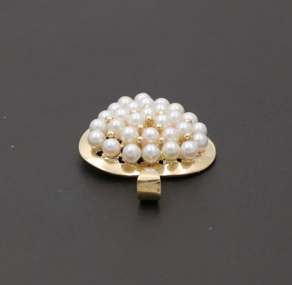 Vintage Heart 14K Yellow Gold Pearls Pendant