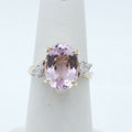 Vintage Ladies Kunzite Diamonds 14K Yellow Gold Ring