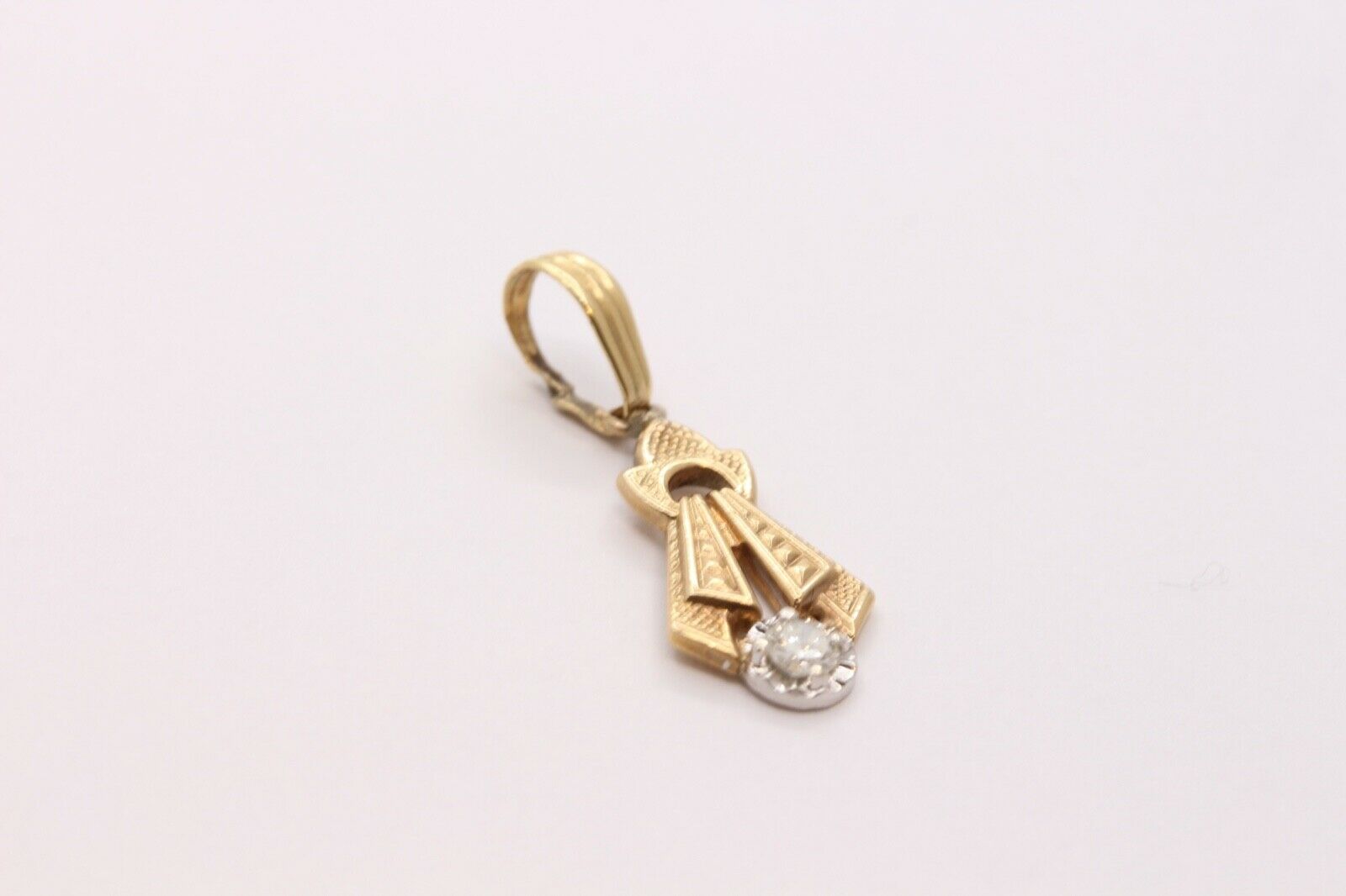 Art Deco 14K Yellow White Gold Diamond Pendant