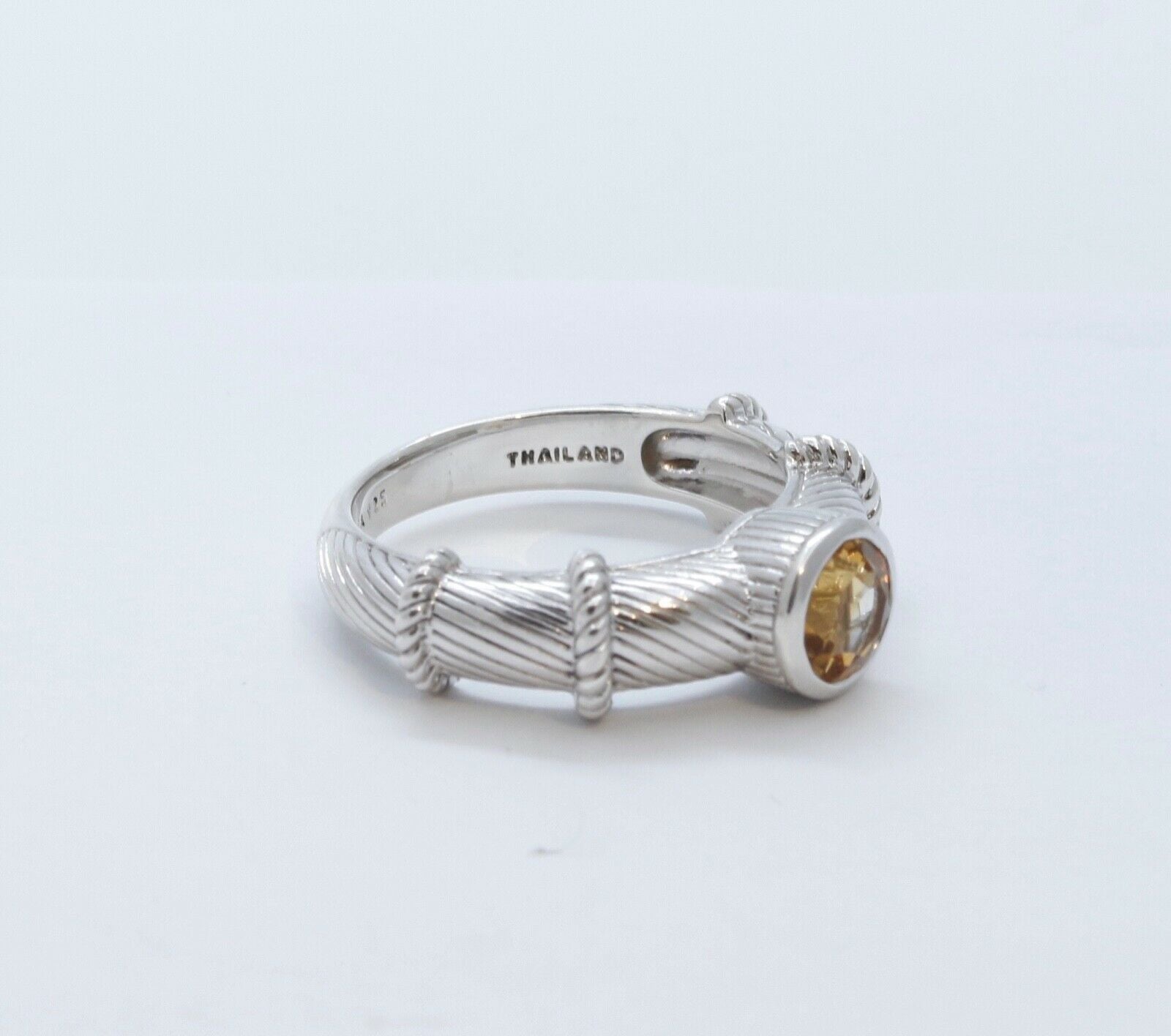 Vintage Judith Ripka Citrine 925 Sterling Silver Ring