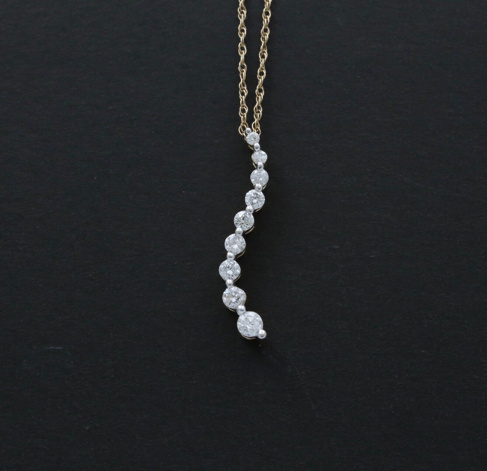 Vintage Diamond 14K Yellow Gold Curly Pendant.