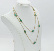 Load image into Gallery viewer, Vintage 14K Yellow Gold  51 Inch Doubling Natural Turquoise Chain
