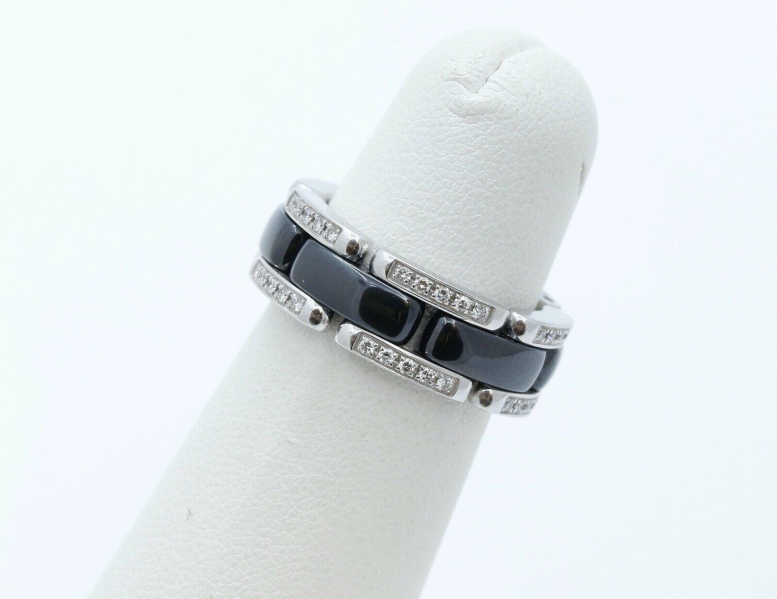 Chanel Ultra Ring Diamonds Black Ceramic 18K White Gold Ring