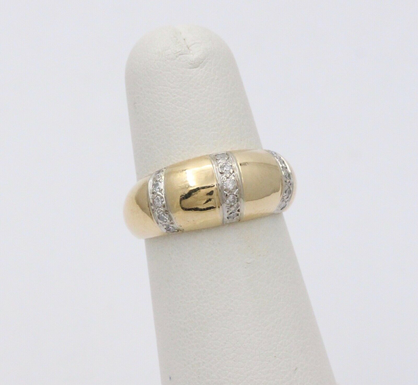 Vintage Diamond Yellow White Gold Dome Ring