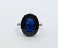 Art Deco Large Synthetic Sapphire Diamonds Platinum Cocktail Ring