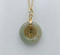 Vintage Jade "Long Life" 14K Yellow Gold Pendant