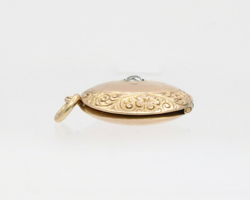 Victorian 10K Yellow Gold Diamond Memorial Locket
