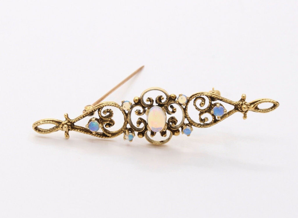 Victorian 14K Yellow Gold Opals Bar Pin Brooch