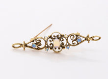 Load image into Gallery viewer, Victorian Retro 14K Yellow Gold Opals Bar Pin Brooch
