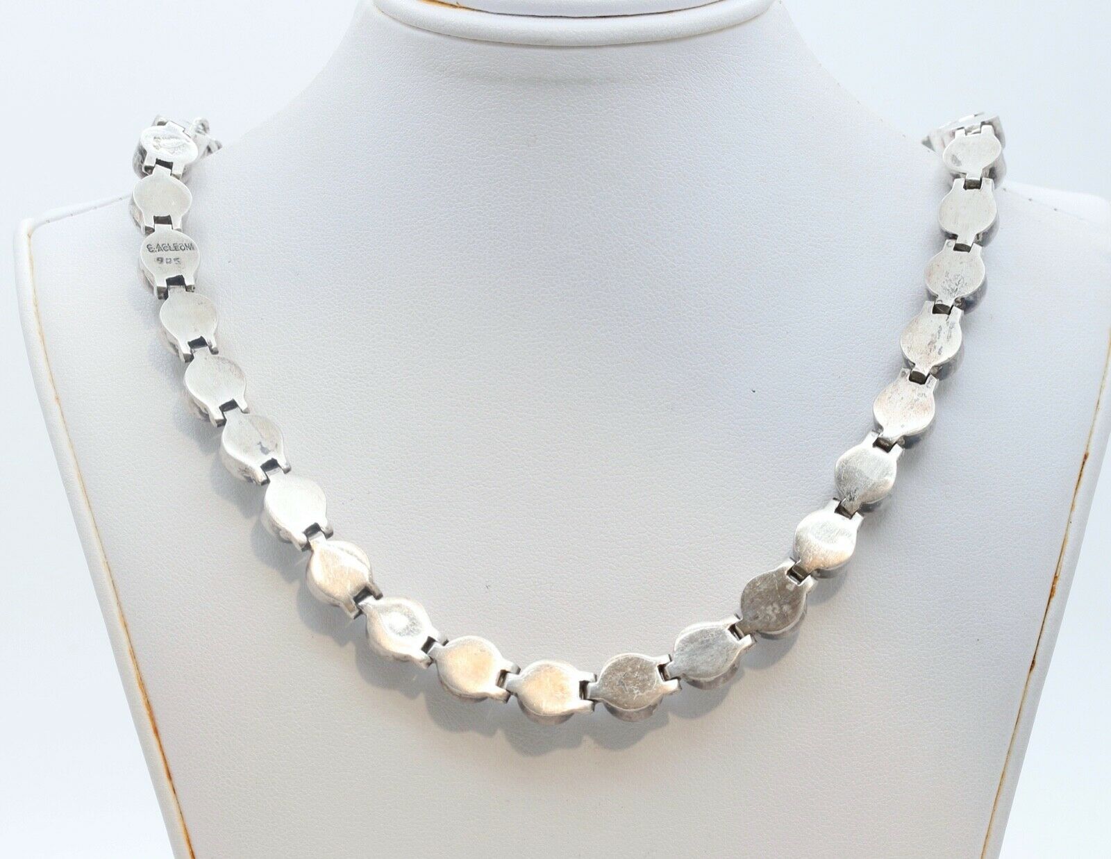 Vintage Aceloni Necklace 925 Sterling Silver and Pearls