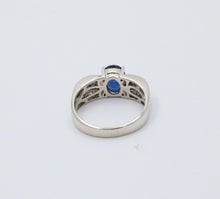 Load image into Gallery viewer, Classic 14K White Gold Sapphire and Diamond Ring Band, Engagement Ring.
