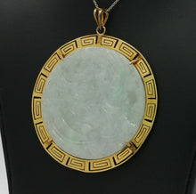 Load image into Gallery viewer, Vintage Custom Made 14K Yellow Gold Huge Carved Dragon Jade Pendant
