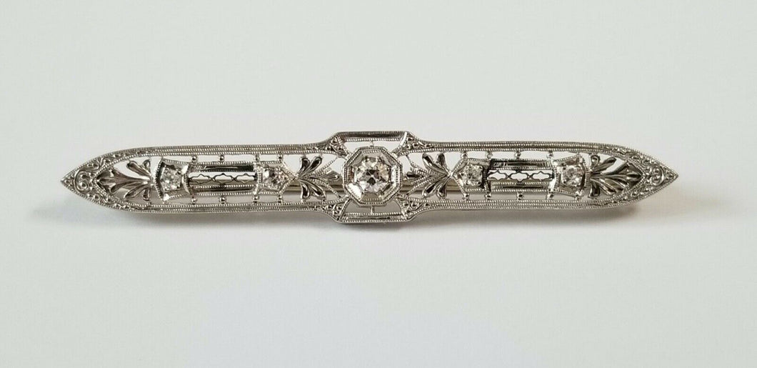 Art Deco Diamonds Platinum Milgrain Brooch Pin