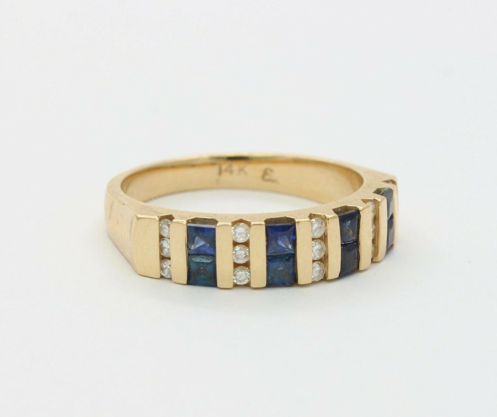 Vintage 14K Yellow Gold Diamond Sapphire Ring