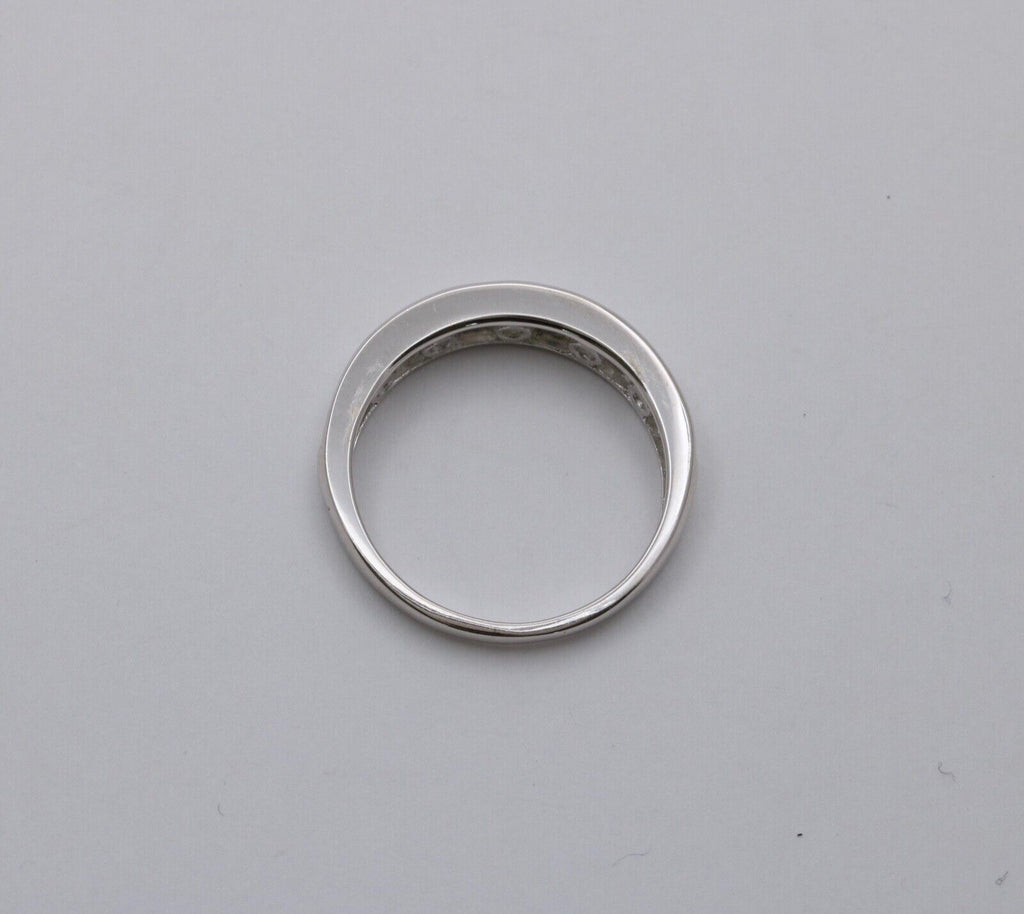 Classic 14K White Gold Diamond Half Eternity Band.