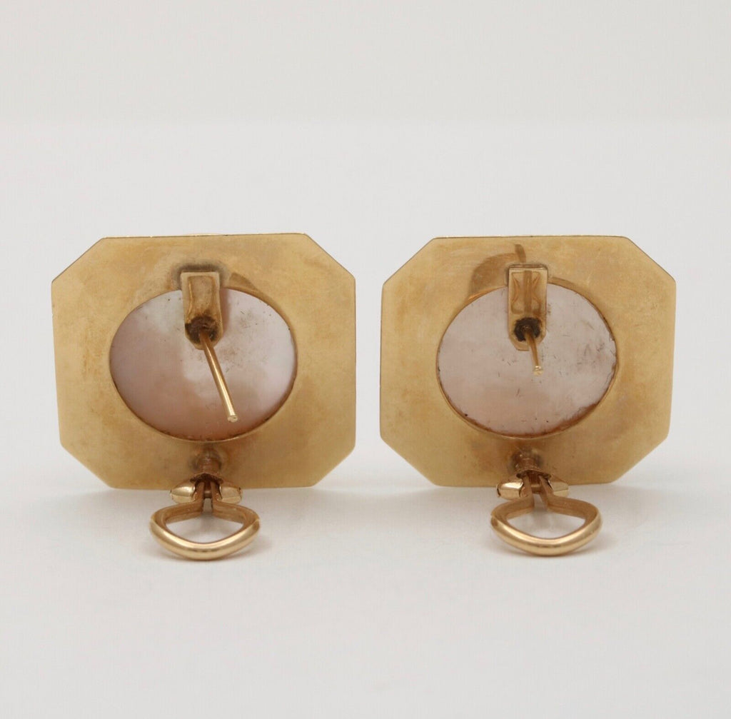 Vintage 14K Gold Large 25mm Mabe Pearl Clip On Earrings