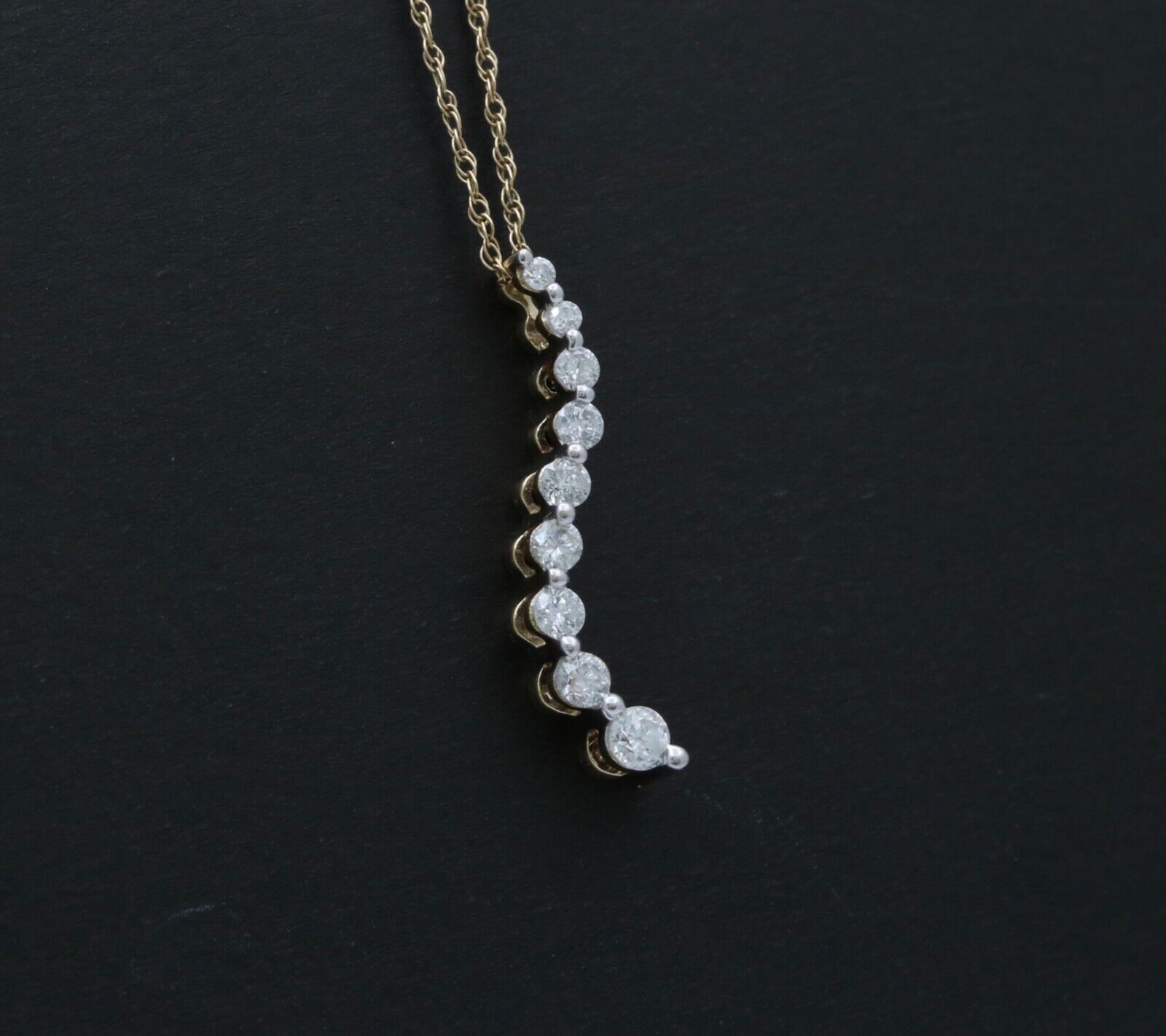 Vintage Diamond 14K Yellow Gold Curly Pendant.