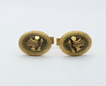 Load image into Gallery viewer, Vintage 14K Yellow Gold Black Enamel Log Cufflinks
