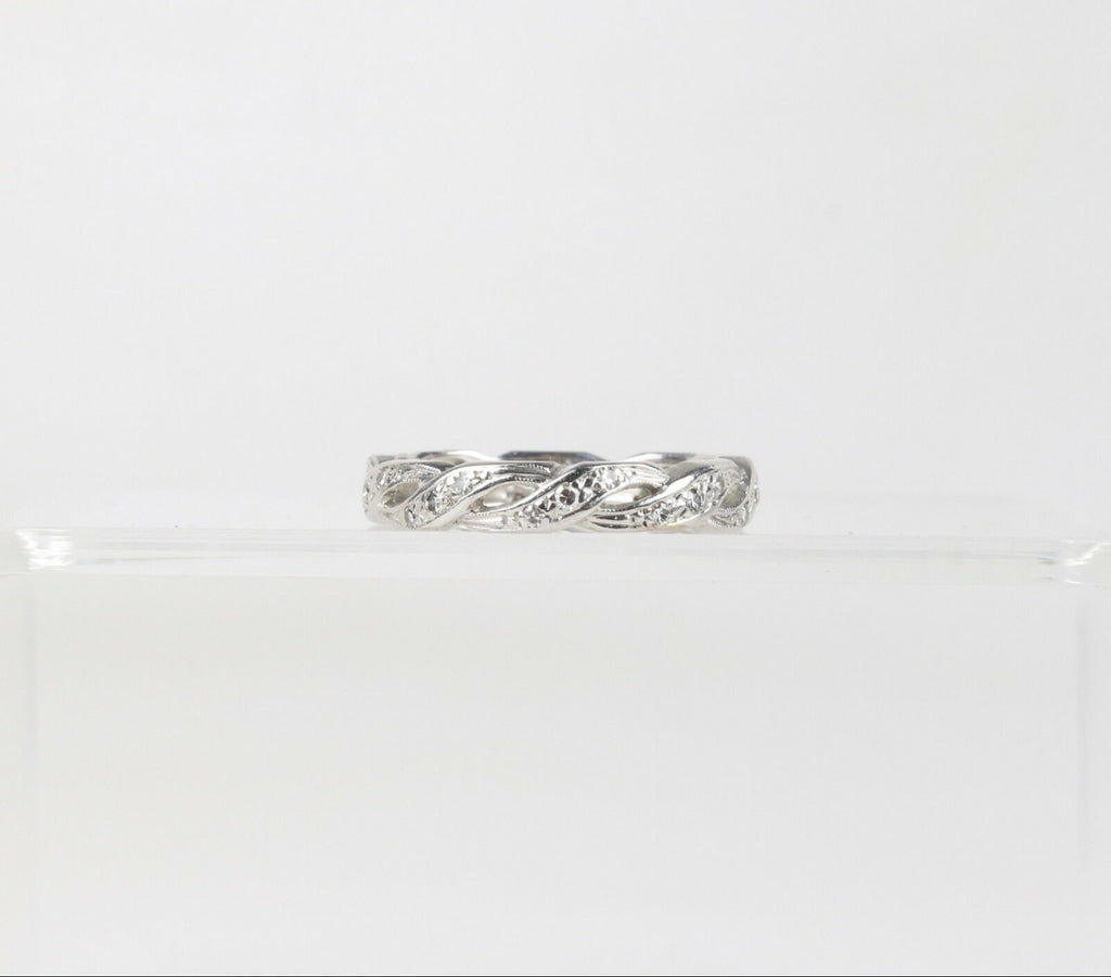 Vintage 14K White Gold Twist Eternity Band