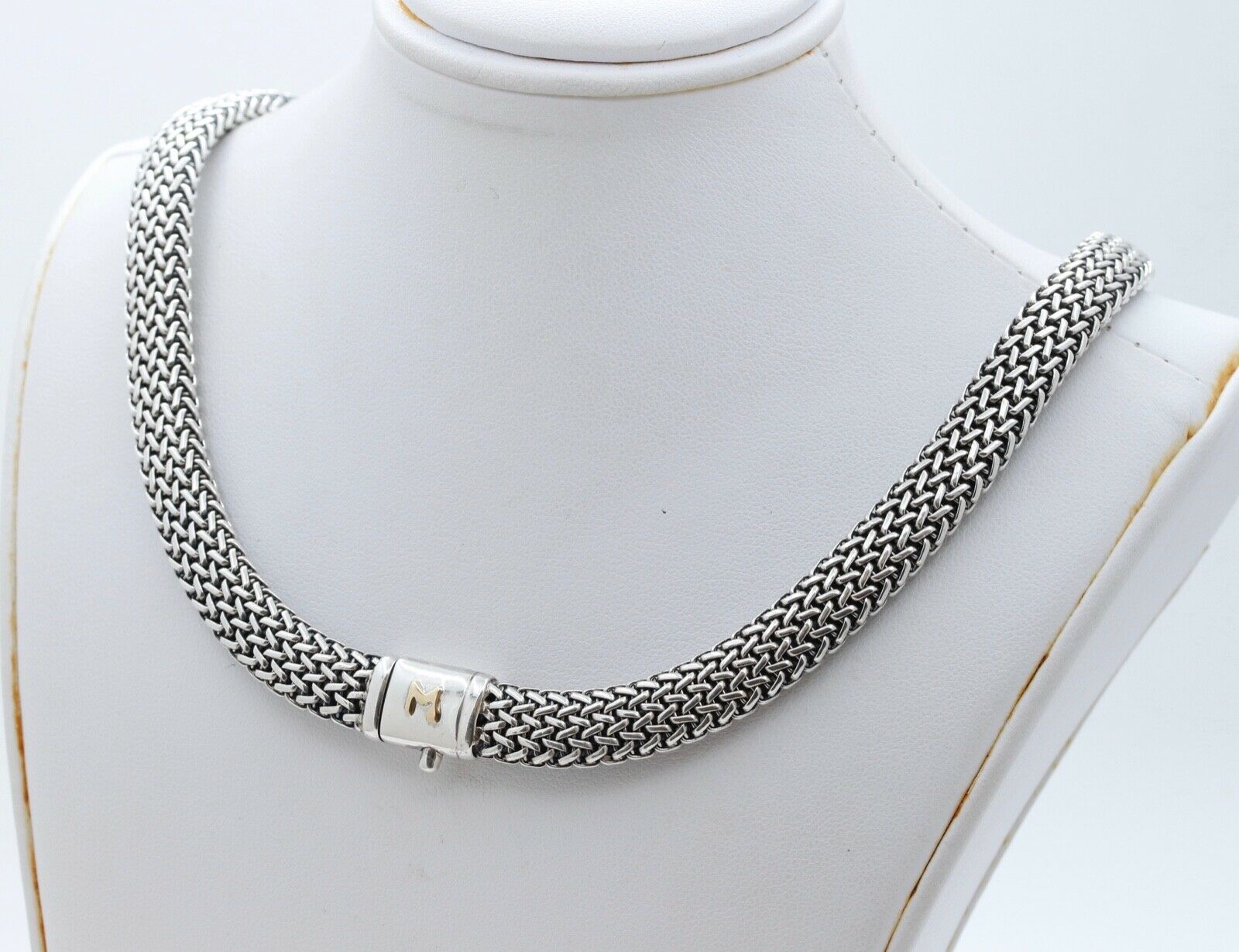 Vintage Flli Menegatti 18K 925 Sterling Silver Woven Choker Necklace