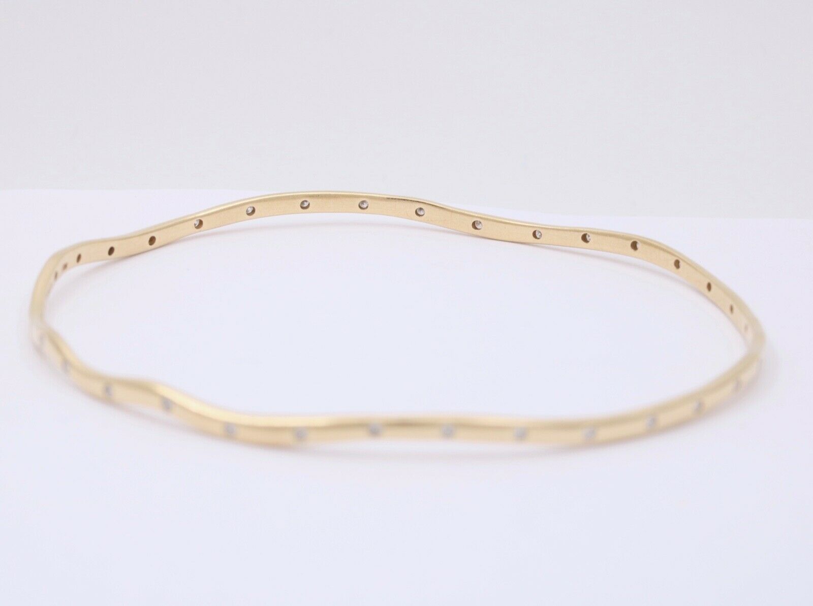 The Classic Sonia B. 14K Yellow Gold Wave Diamond Bangle, Stacking Bracelet