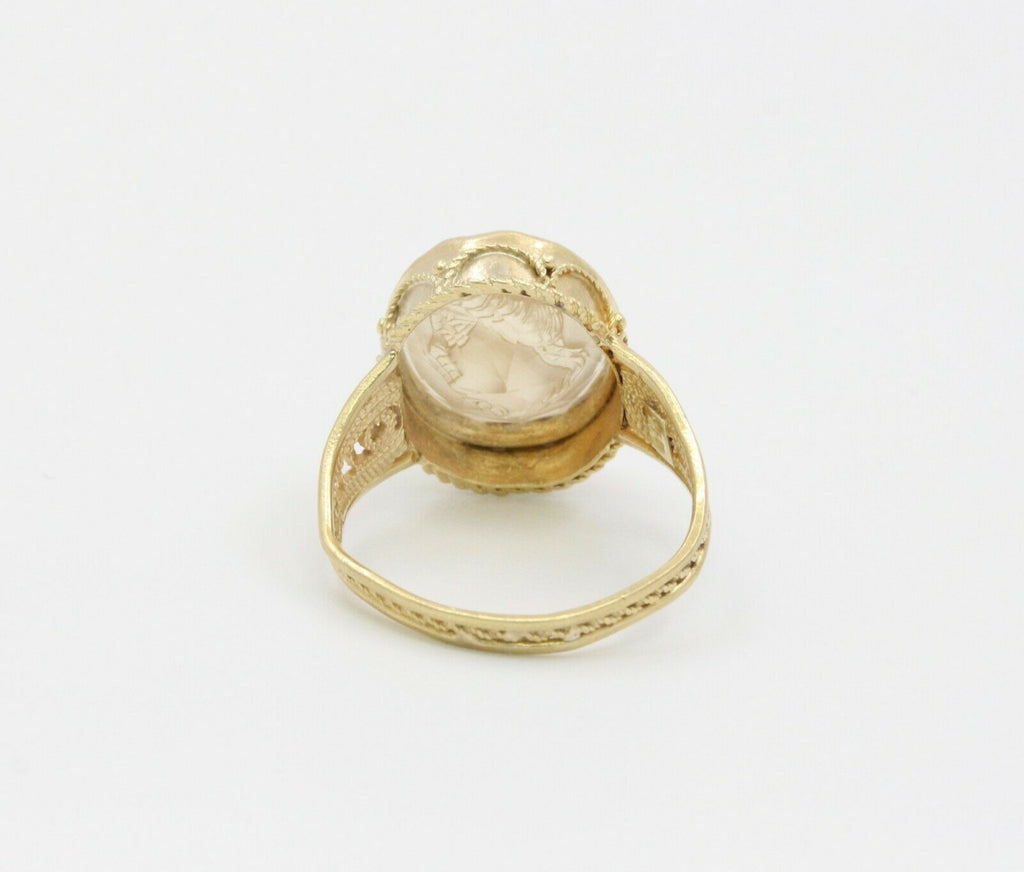 Vintage 14K Yellow Gold Crystal Cameo Ring