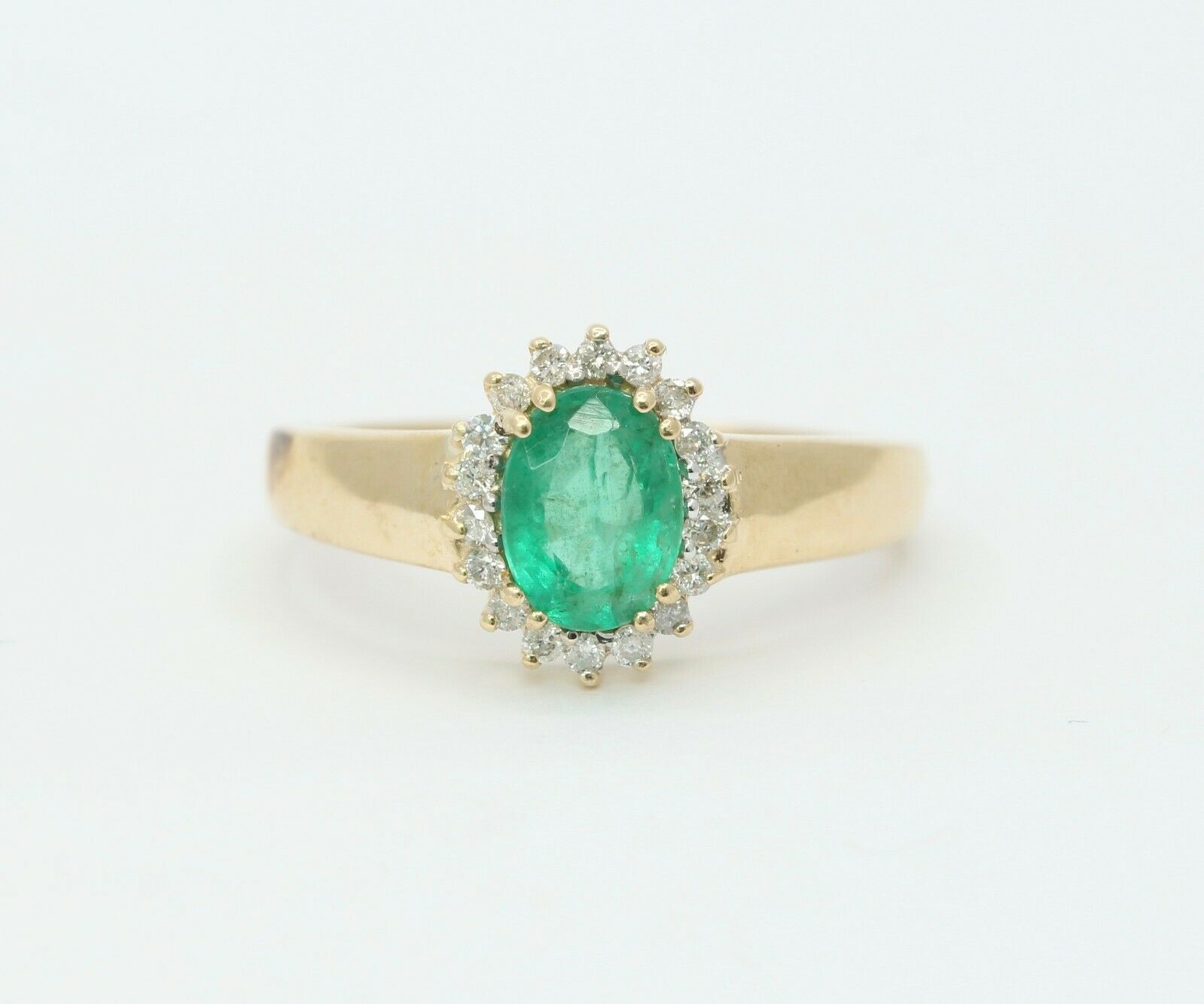 Vintage 14K Yellow Gold Diamond Emerald Ring