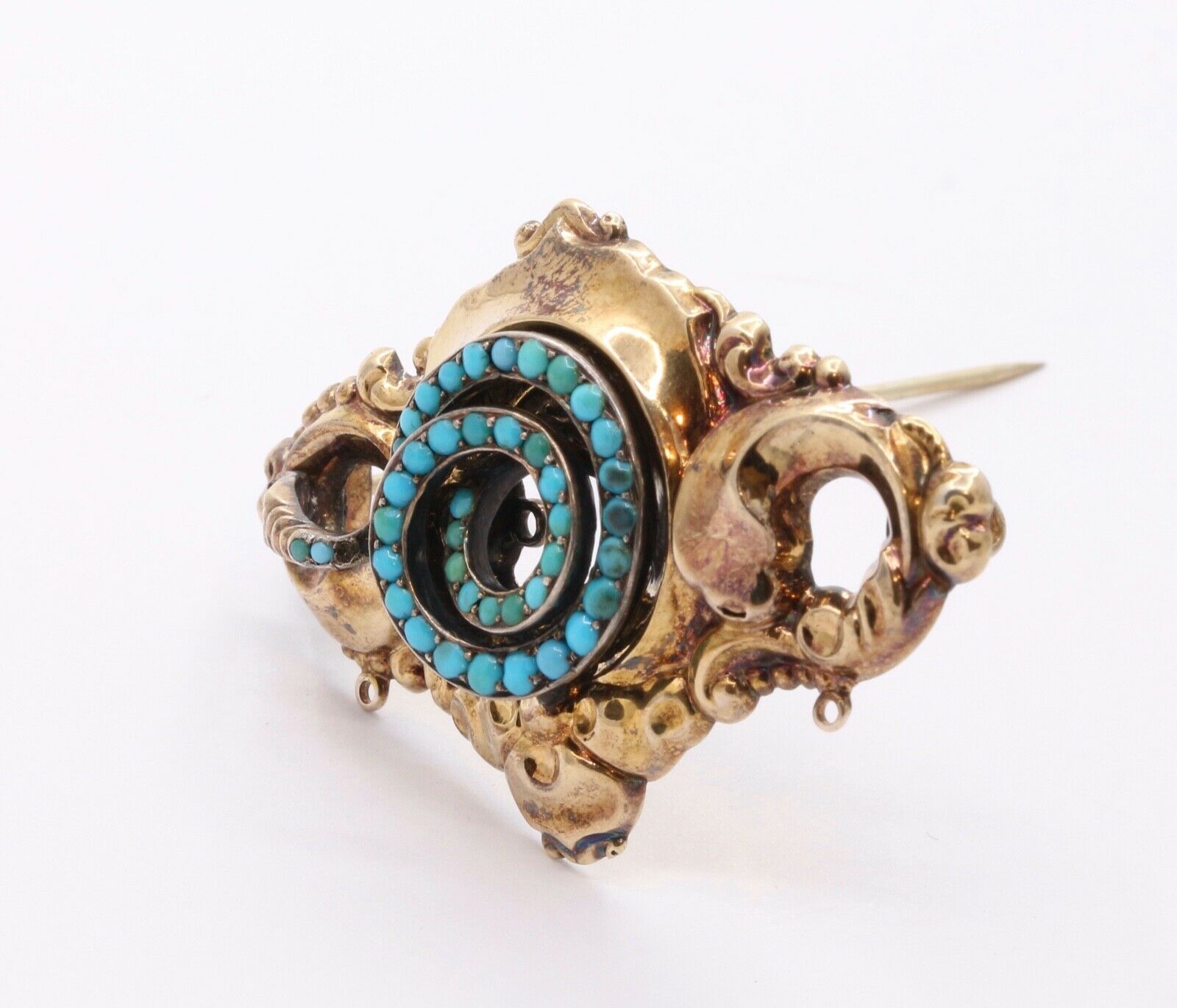 Victorian Snake Turquoise Brooch Pendant