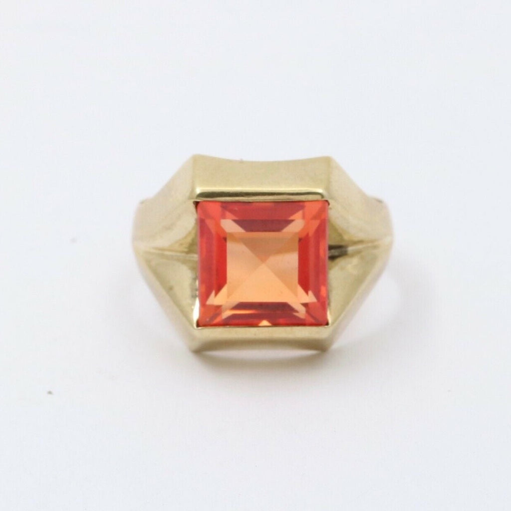 Beautiful Erie Basin Orange Stone 9K Yellow Gold Ring