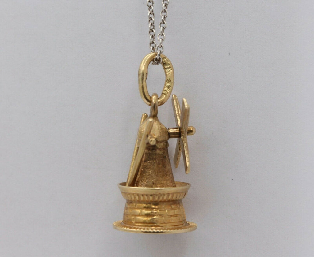 Vintage 14K Yellow Gold Windmill Charm
