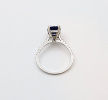 Load image into Gallery viewer, Classic 14K White Gold Sapphire &amp; Diamond Ring, Engagement Ring.
