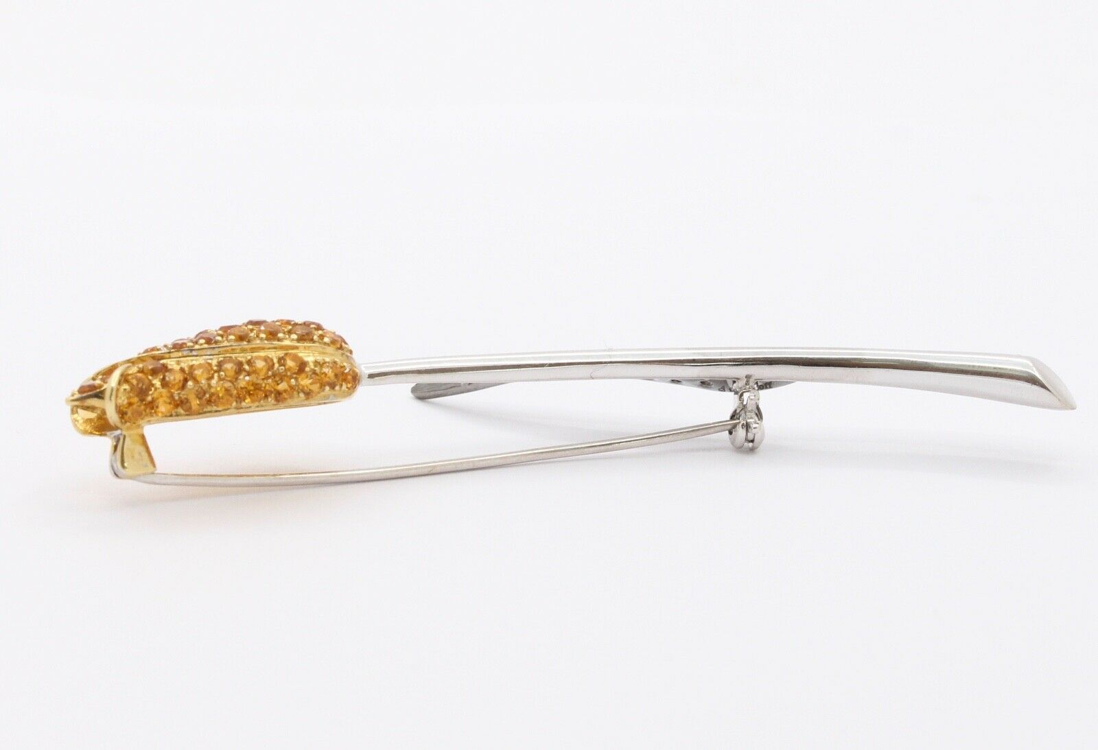 Vintage Ladies Tulip 18K White Gold Diamonds Yellow Sapphires Brooch Pin