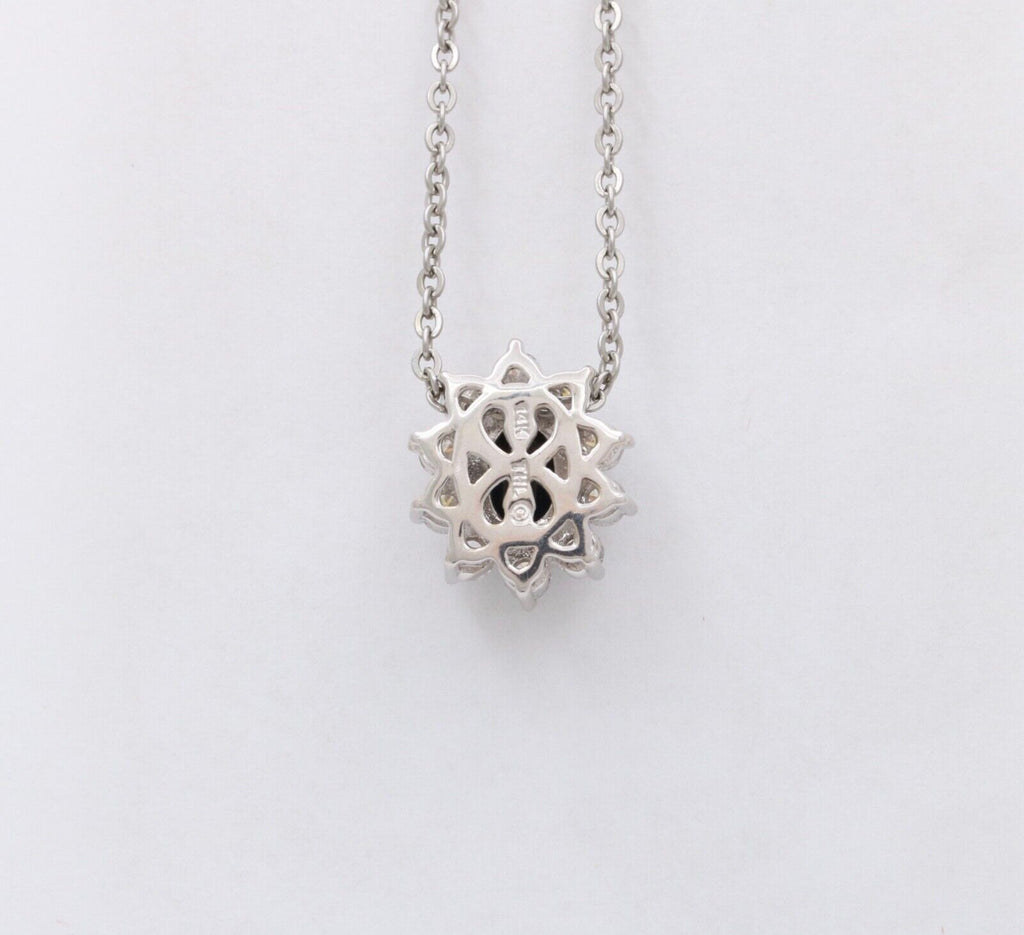 Vintage 14K White Gold Sapphire & Diamond Pendant Necklace