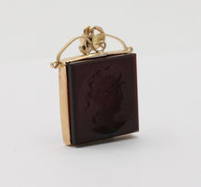 Load image into Gallery viewer, Art Nouveau Intaglio Carved Onyx 14K Yellow Gold Pendant
