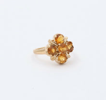 Load image into Gallery viewer, Vintage 14K Yellow Gold Citrine Flower Ring, Cocktail Ring
