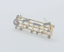 Load image into Gallery viewer, Music Lovers Brooch!! 14K Yellow Gold Diamonds Notes Movable Staff Pin Pendant
