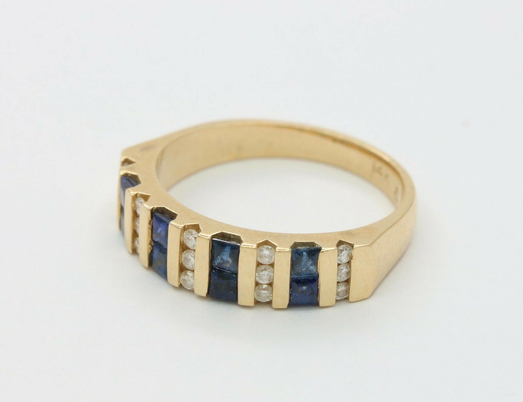 Vintage 14K Yellow Gold Diamond Sapphire Ring