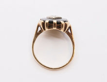 Load image into Gallery viewer, Art Deco Diamond Onyx 14K Yellow White Gold Unisex Ring
