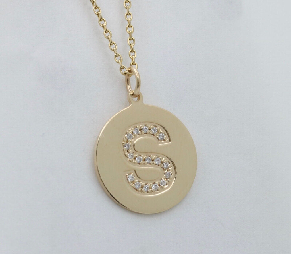Vintage Initial “S” Diamond Medallion Charm Pendant.