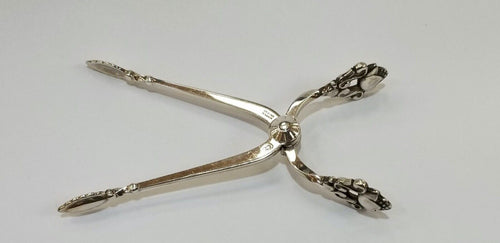 Antique Georg Jensen Flower Scrollwork Sterling Silver Sugar Cube Tongs