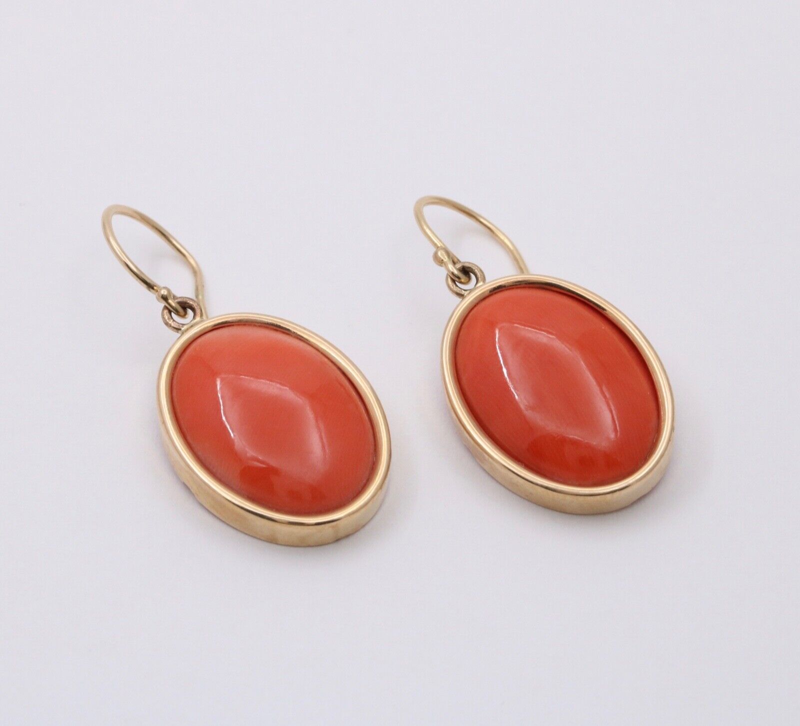 Vintage 14K Yellow Gold Large Coral Dangling Earrings