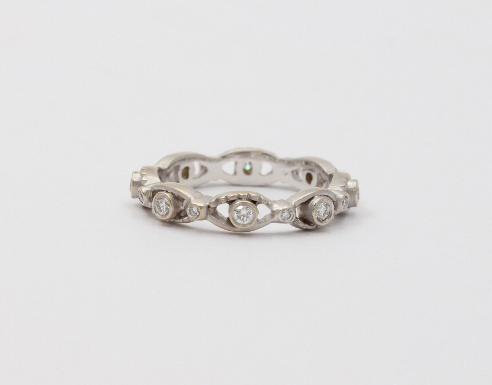 Vintage Infinity Diamond 18K White Gold Eternity Band