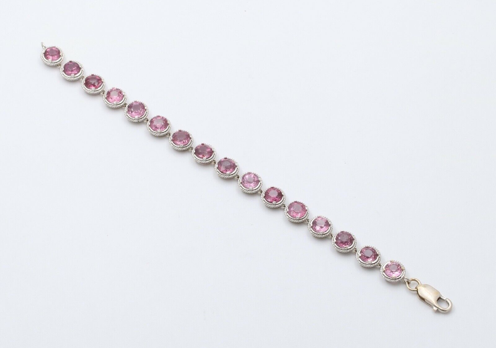 Vintage Pink Tourmaline 22K White Gold Tennis Bracelet