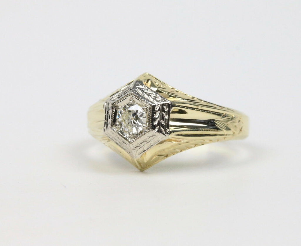 Art Deco Diamond 14K Yellow Gold Engagement Ring