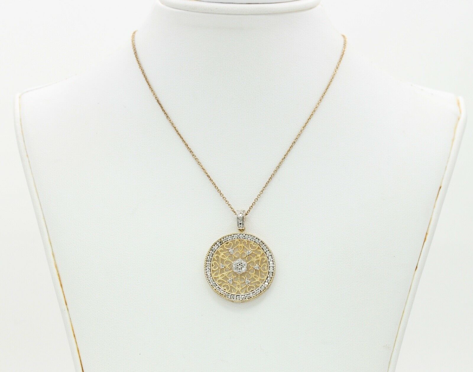 Art Deco 925 Sterling Silver Gold Dipped Pendant and Chain