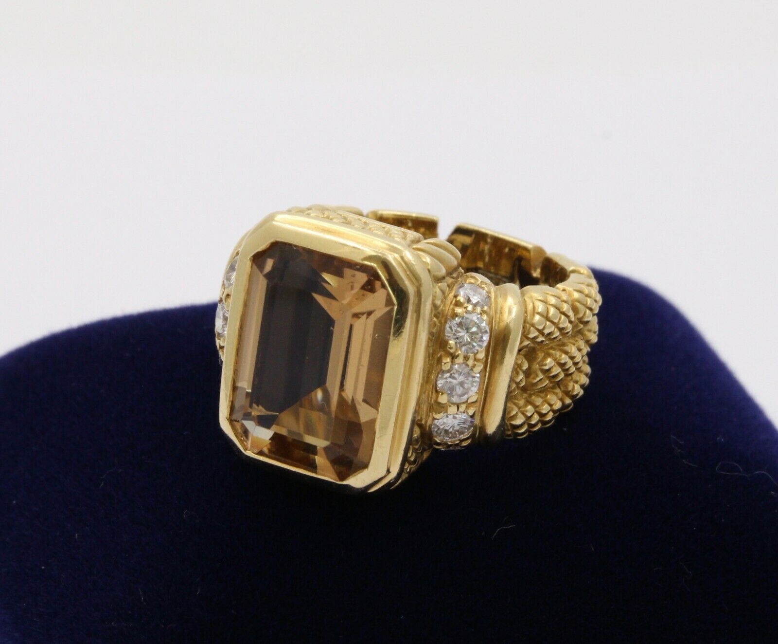Vintage 18K Yellow Gold Judith Ripka Citrine Diamond Ring