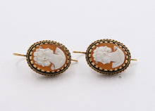 Load image into Gallery viewer, Victorian Revival Agate Cameo 14K Yellow Gold Earrings
