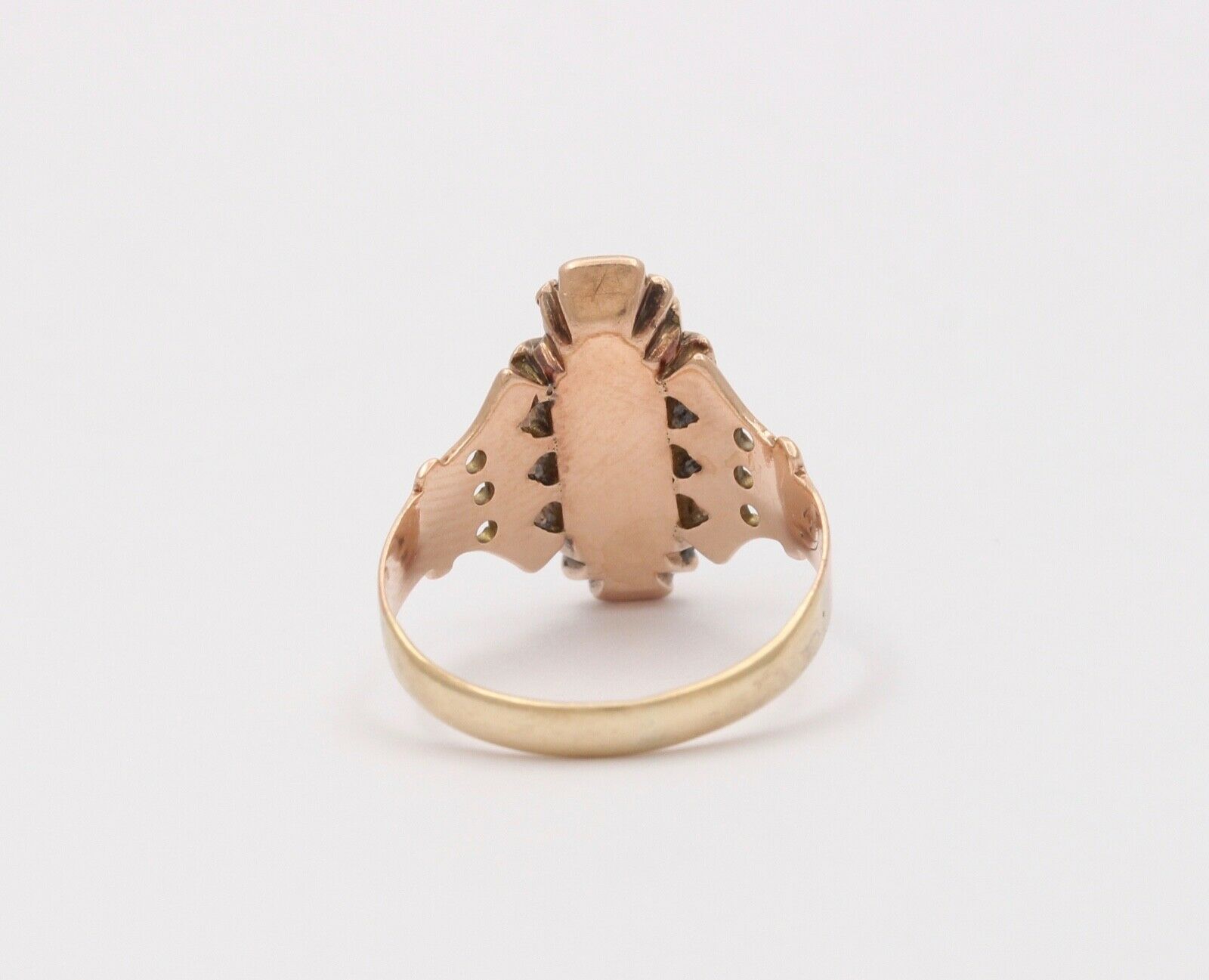Art Deco Diamonds Garnets 14K Rose Gold Ring