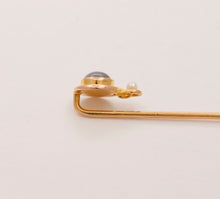 Load image into Gallery viewer, Art Nouveau Moonstone Seed Pearl 14K Yellow Gold Stick Pin
