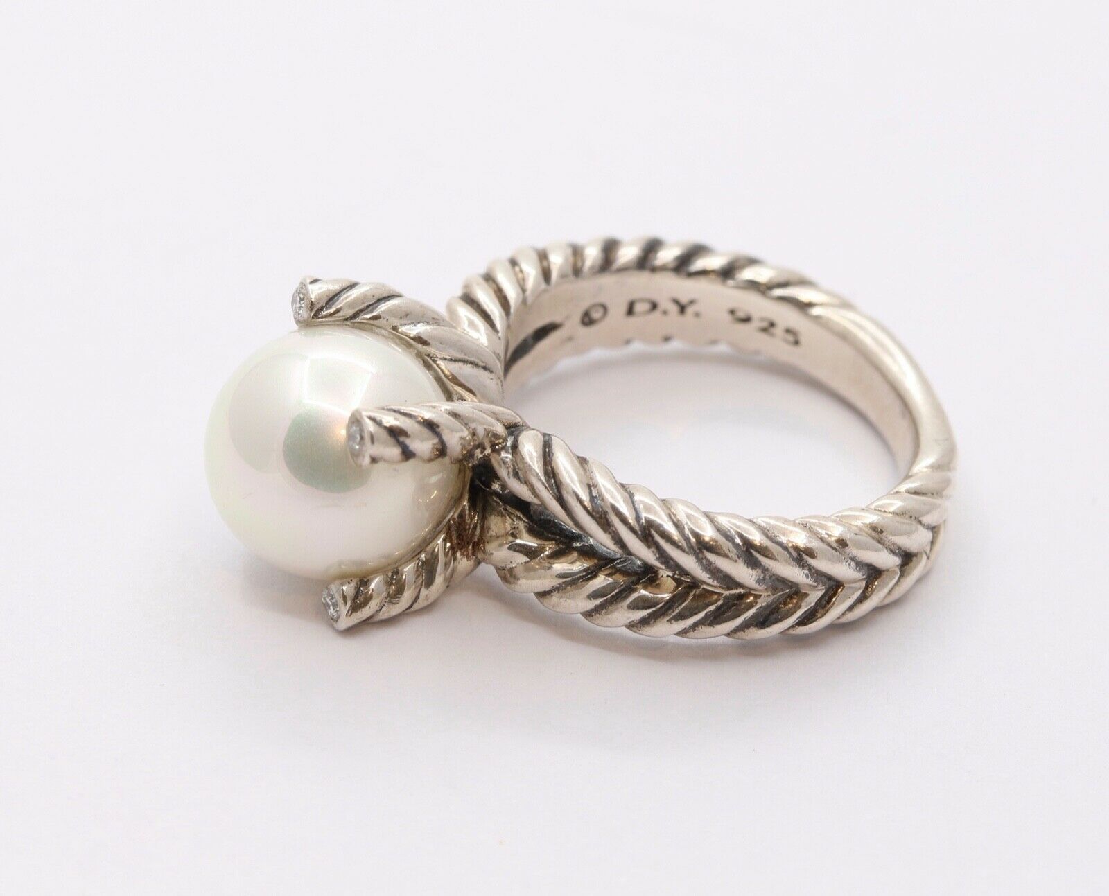 David Yurman Cable Pearl Ring with Diamonds